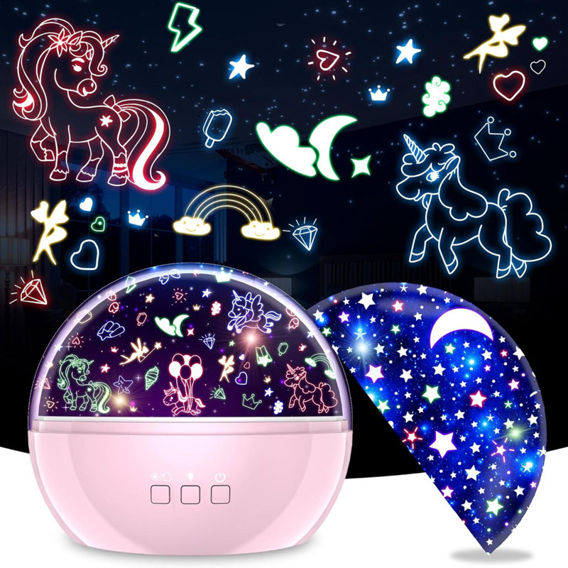 The Holiday Aisle Unicorn Night Light For Girls Pink Star Projector Night Light For Kids 360 Degree Rotating Night Light For Baby Room Decor Nursery Birthday Unicorn Toys For 3 12 Year Old Wayfair